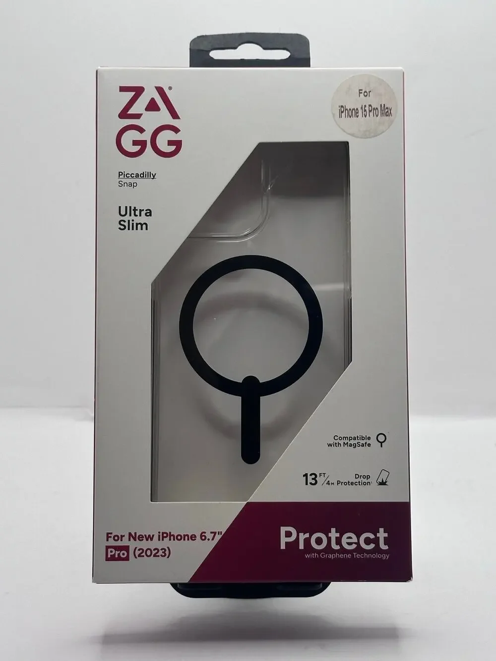 Zagg Piccadilly Snap Ultra Slim iPhone 15 Pro Max Clear/Black MagSafe Case NWT